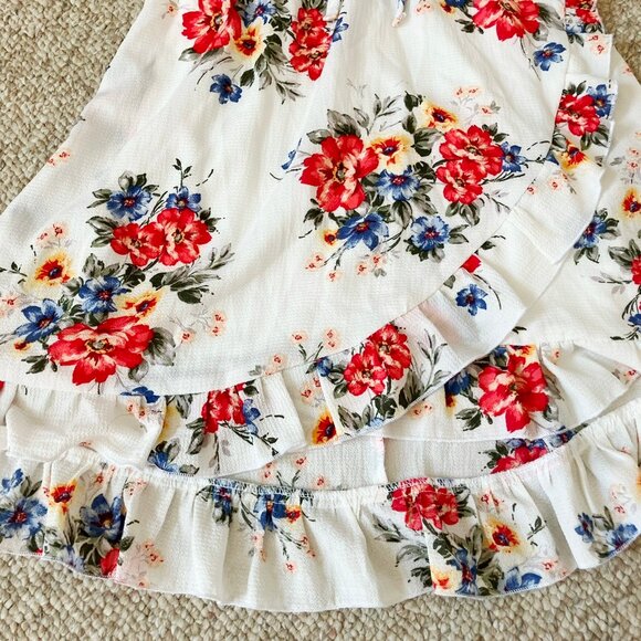 Zunie Girls Red Floral White Flared Dress Girls 10 - Picture 8 of 10